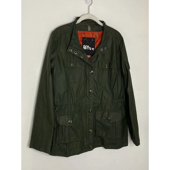 The Fillmore Women's Olive Full Zip Military Bomber Jacket Sz Large - Picture 3 of 8